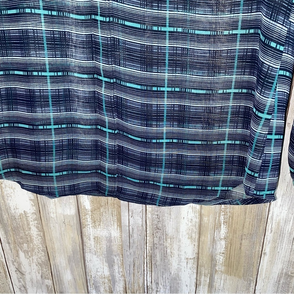Loft Sheer Multi Blue Plaid Popover - Picture 2 of 6